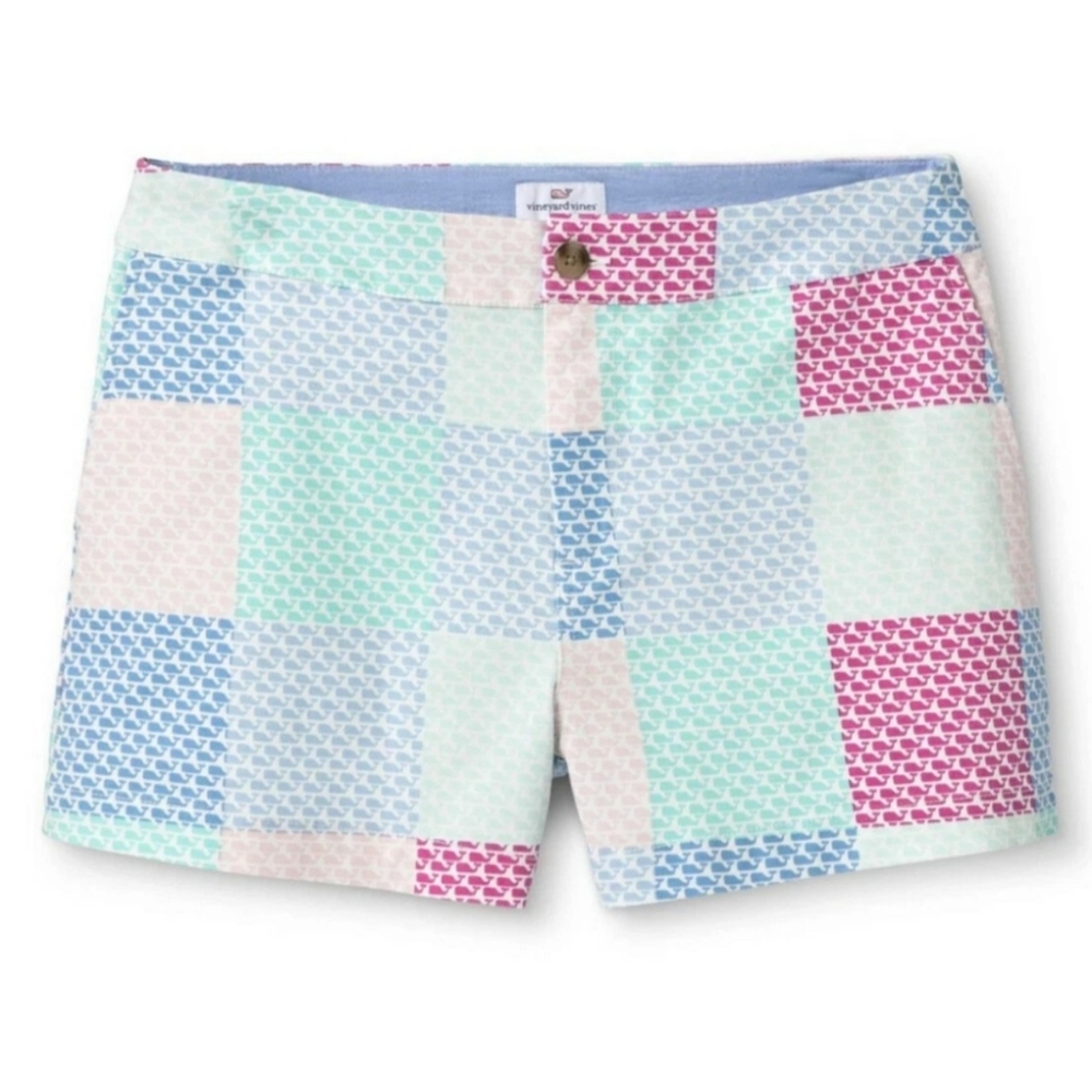 Vineyard Vines for Target Patchwork Whale Shorts Pink Blue Womens size 8